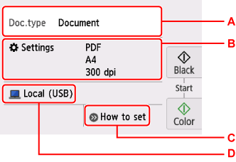 Standby-Bildschirm für Scanvorgänge